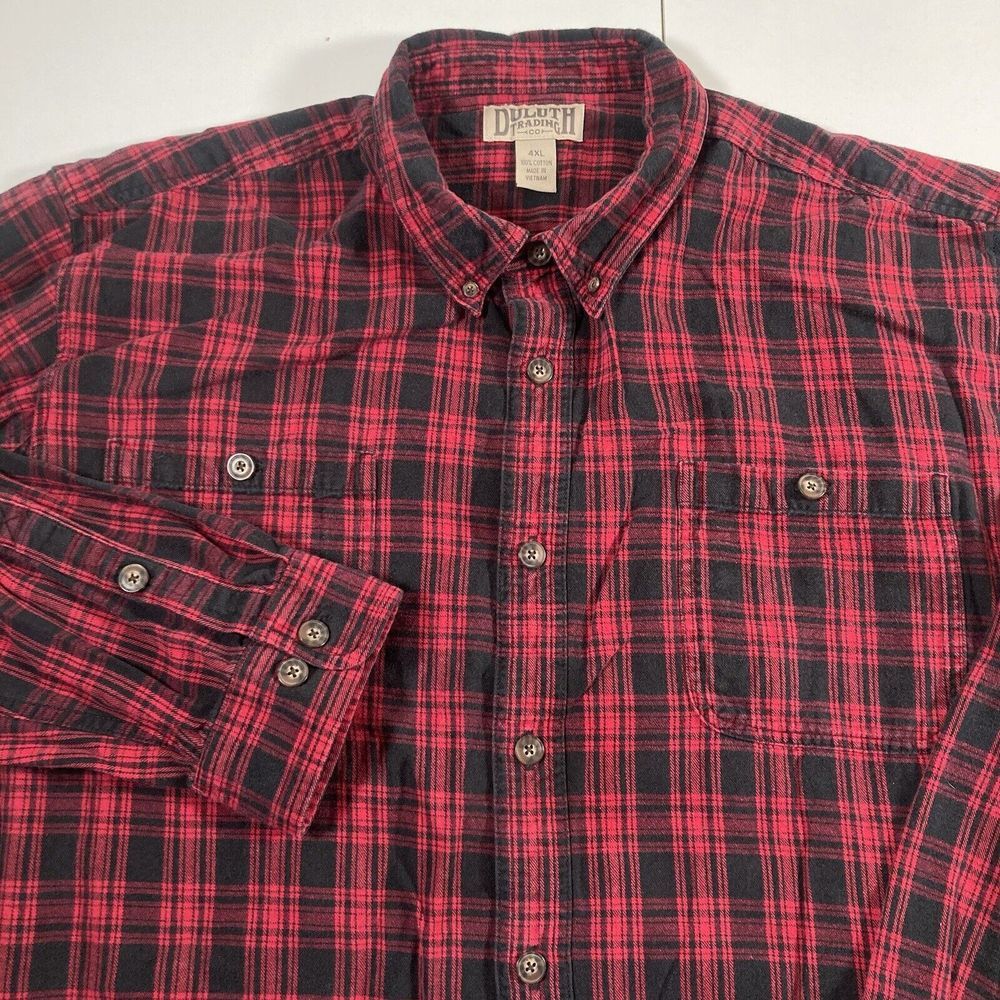 Duluth Trading Shirt Flannel Shirt 4XL Red Plaid Free Swingin Outdoor Lumberjack